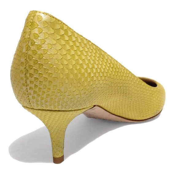 Jimmy Choo Agnes Yellow Snake Print Size EU 37 US 7 Kitten Heel Pumps. Authentic - Picture 6 of 12